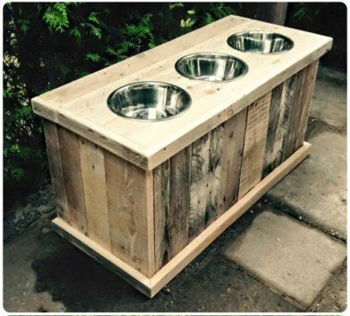 Dog Feeder And Storage Chest Made From Pallets